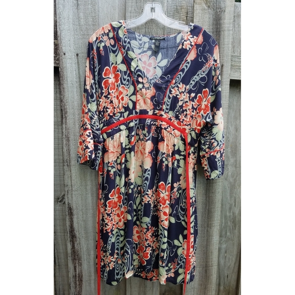 Lucky brand Asian kimono style floral dress - Picture 2 of 12
